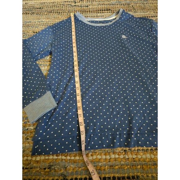 Ralph Lauren Black Label M Blue Ringer Pajama Top White Polkadot Stripes Preppy - Picture 3 of 6